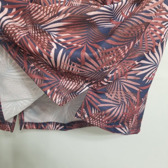 Apt 9 Men M Short Sleeve Hawaiian Premiere Flex Polo Shirt Blue Maroon Pink - Picture 6 of 12